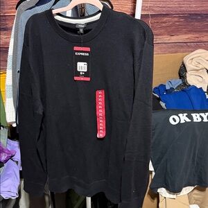 Express Men's Charcoal Crewneck Sweater